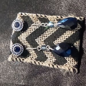 Claire's Blue crystal stud and drop crystal earrings.